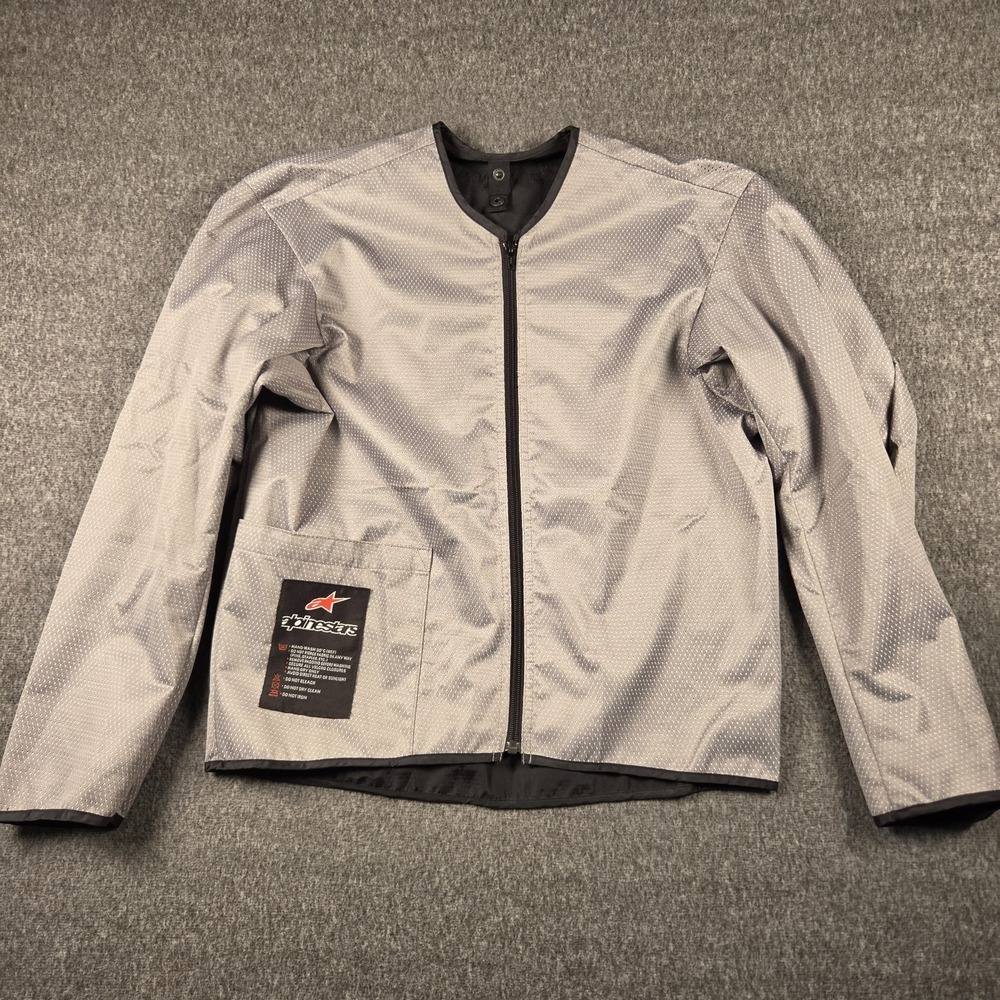 Alpinestars Jacket Liner Mens Large Gray Black Full Zip Button Motorcycle Riding